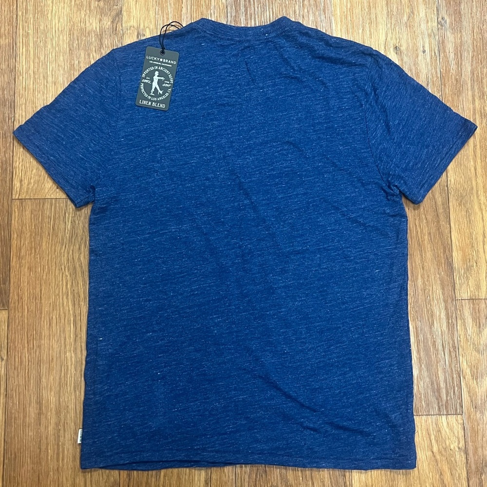Lucky Brand Linen Blend Blue Short Sleeve Men’s T- Shirt Sz M - Picture 2 of 7